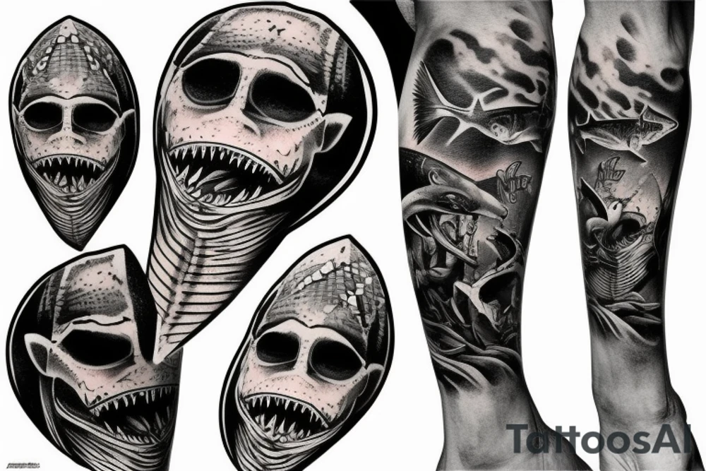 Shark on dirtbike tattoo idea