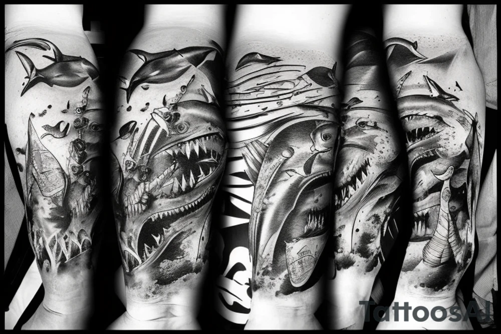 Shark on dirtbike tattoo idea