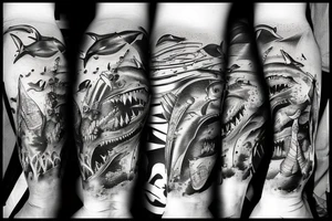 Shark on dirtbike tattoo idea