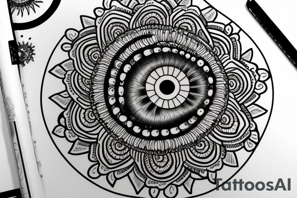Eye with mandala tattoo idea