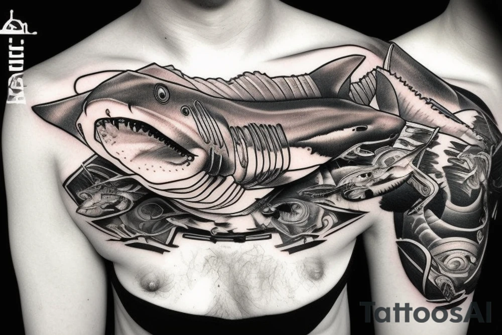 Shark on dirtbike tattoo idea