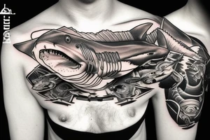 Shark on dirtbike tattoo idea