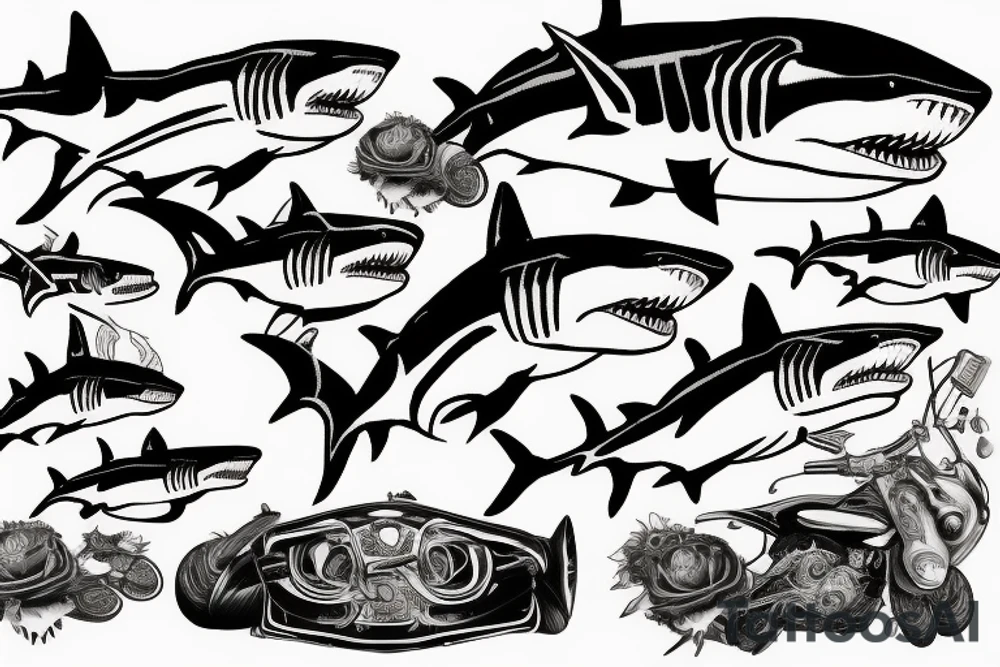 Shark on dirtbike tattoo idea
