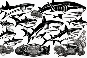 Shark on dirtbike tattoo idea