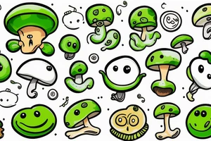 Green mushroom with a smiley face tattoo idea