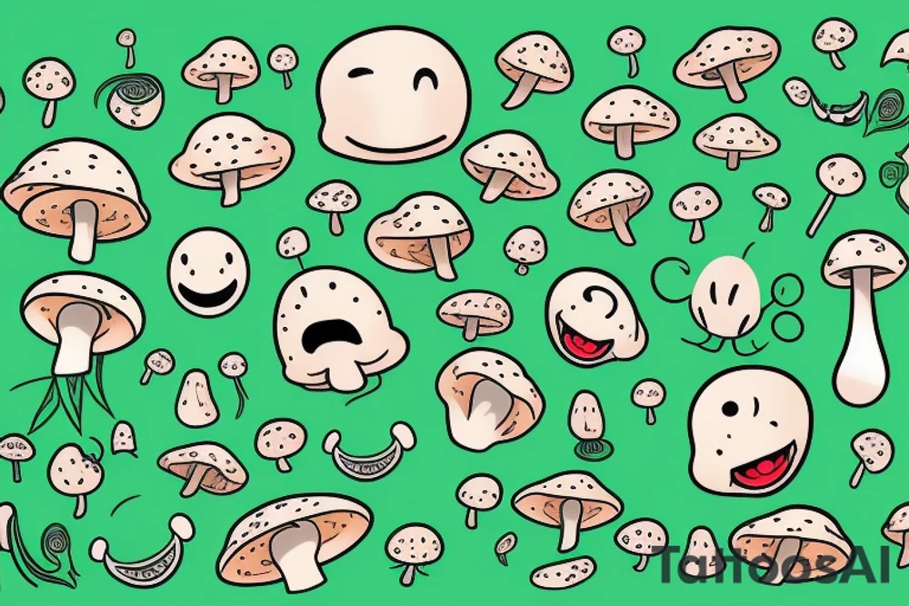 Green mushroom with a smiley face tattoo idea