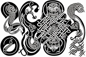 Viking god yin Yang and snake tattoo idea