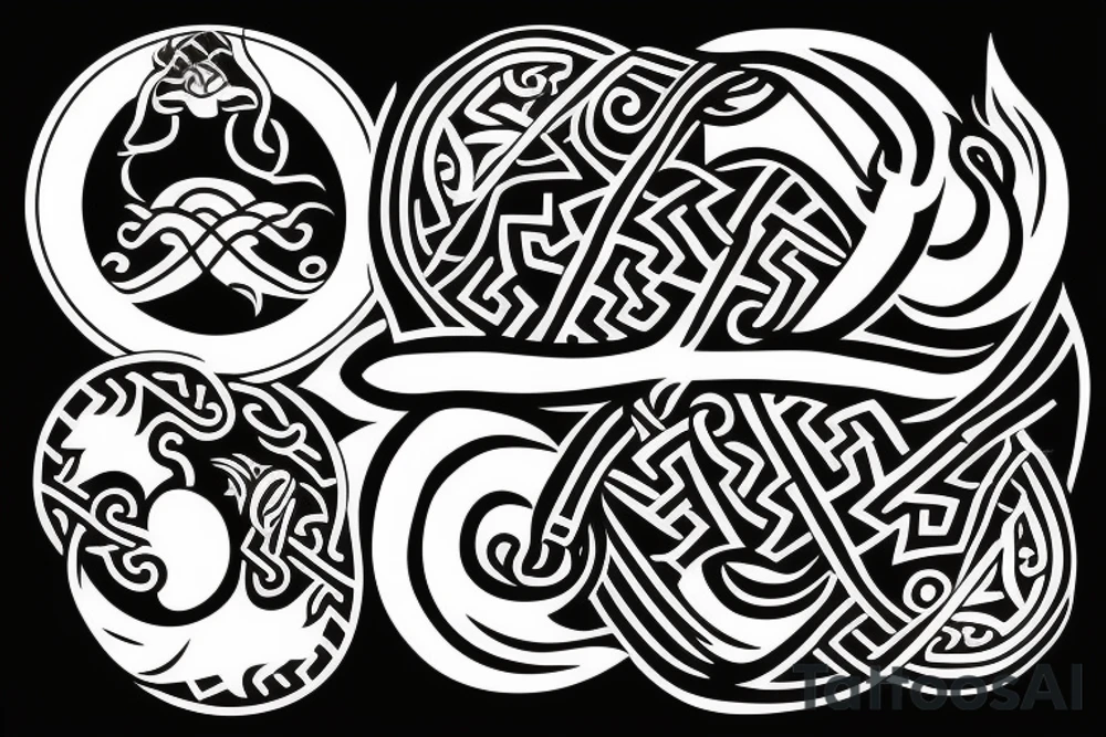 Viking god yin Yang and snake tattoo idea