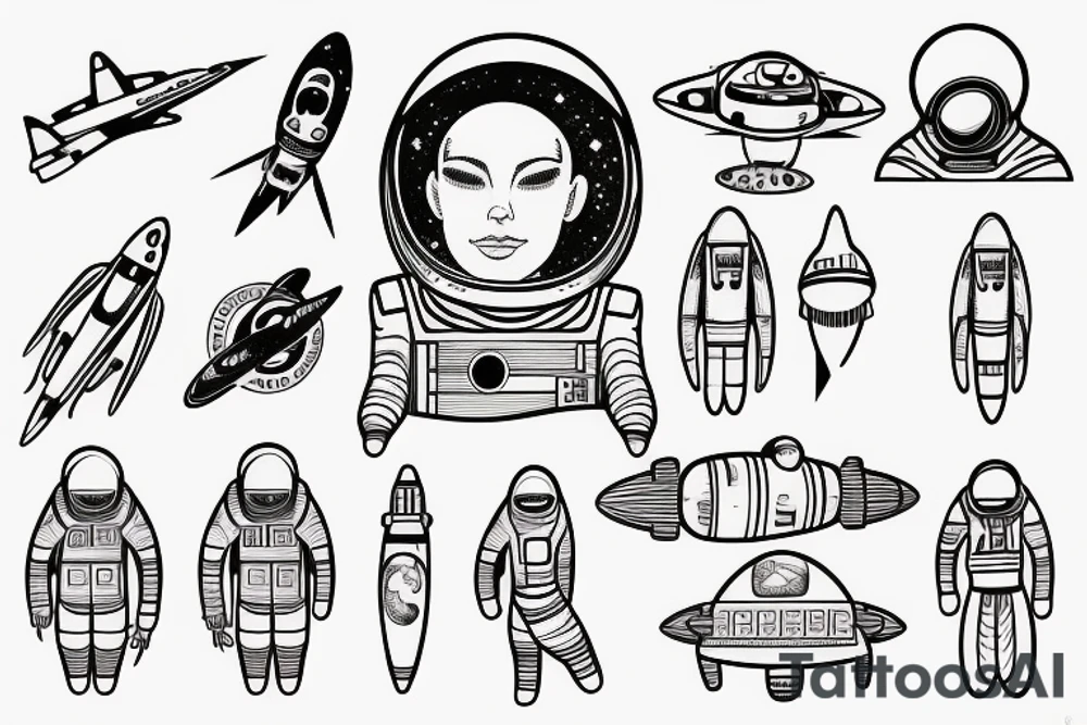 Space astronaut with SpaceX tattoo idea