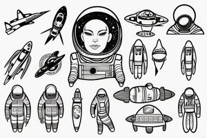 Space astronaut with SpaceX tattoo idea