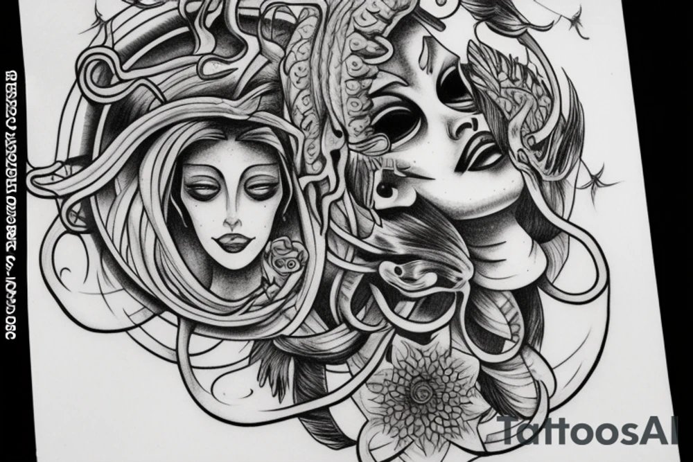 Medusas head being cut off tattoo idea
