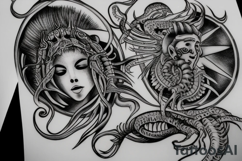 Medusas head being cut off tattoo idea
