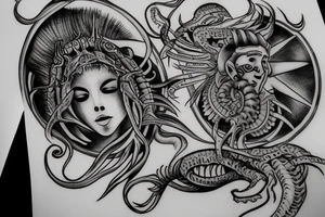 Medusas head being cut off tattoo idea