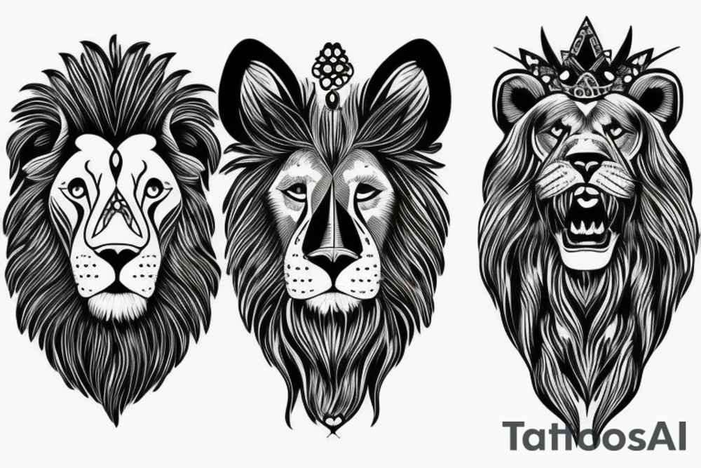 lion in a dog headdress tattoo idea