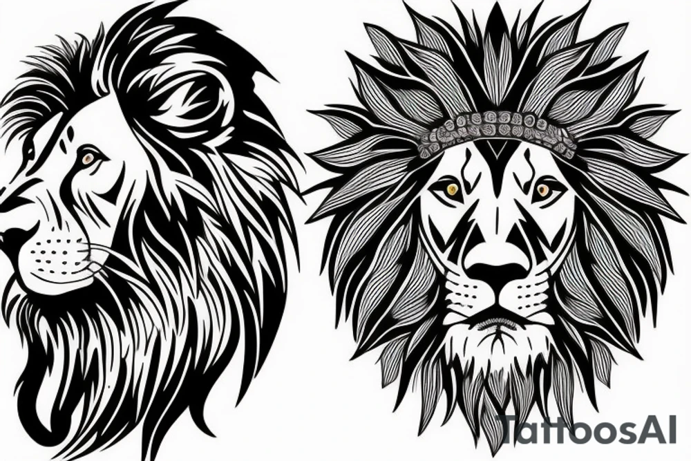 lion in a dog headdress tattoo idea