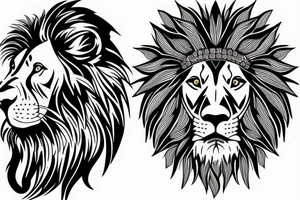 lion in a dog headdress tattoo idea