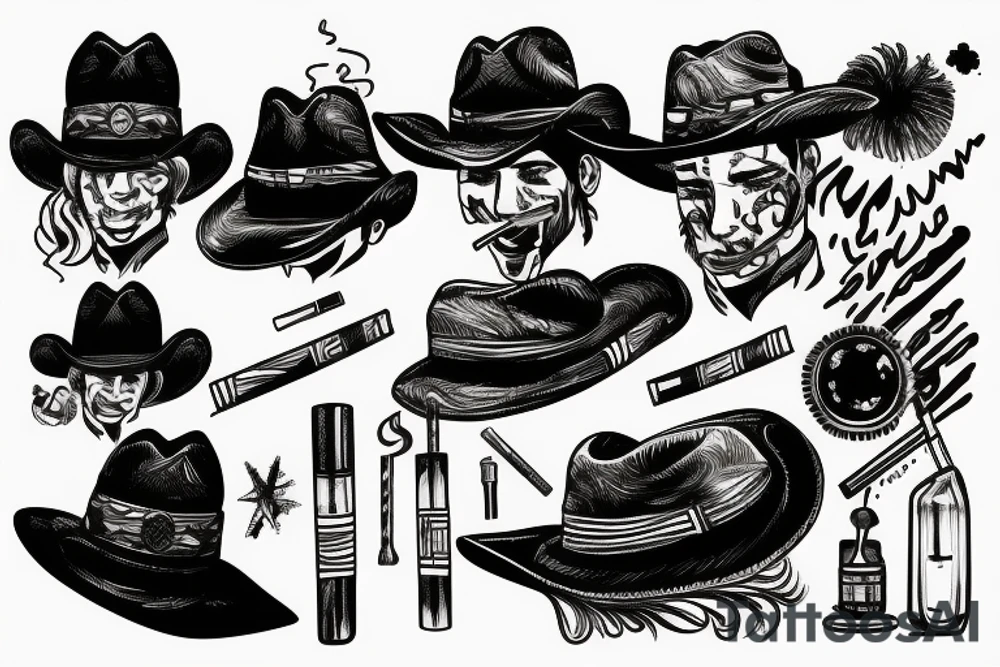 Cowboy smoking a cigarette tattoo idea