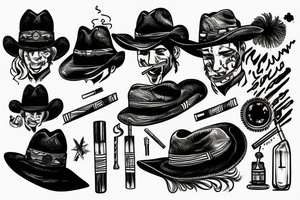 Cowboy smoking a cigarette tattoo idea