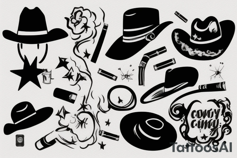 Cowboy smoking a cigarette tattoo idea