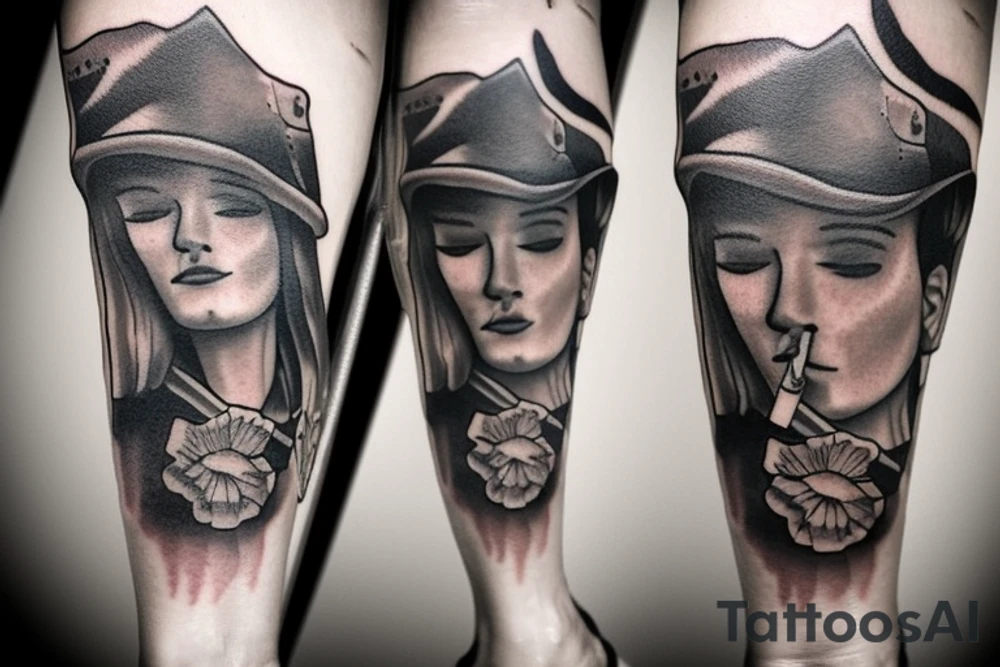 Cowboy smoking a cigarette full body tattoo idea