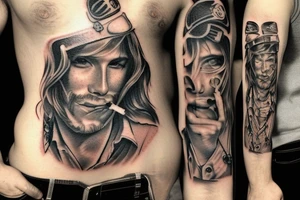 Cowboy smoking a cigarette full body tattoo idea