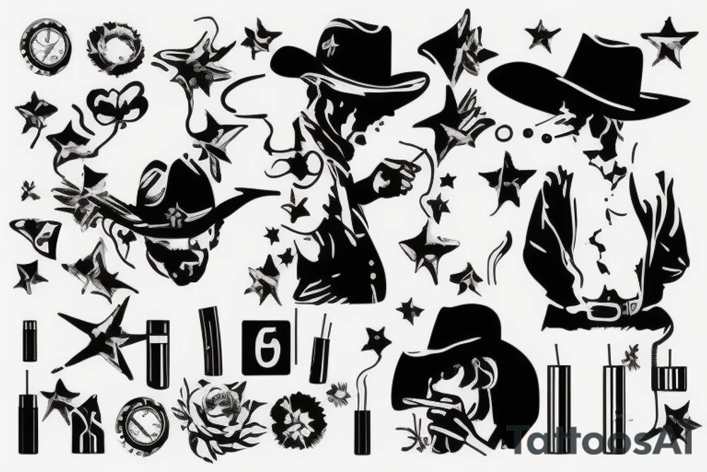 Cowboy smoking a cigarette tattoo idea