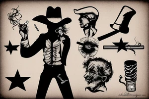 Cowboy smoking a cigarette tattoo idea