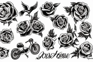 phoenix with rose and bike tattoo idea