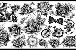 phoenix with rose and bike tattoo idea