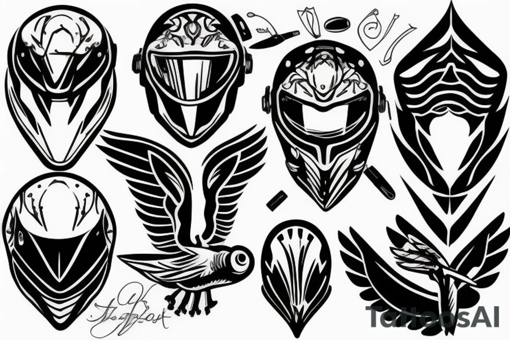 helmet with wing tattoo idea