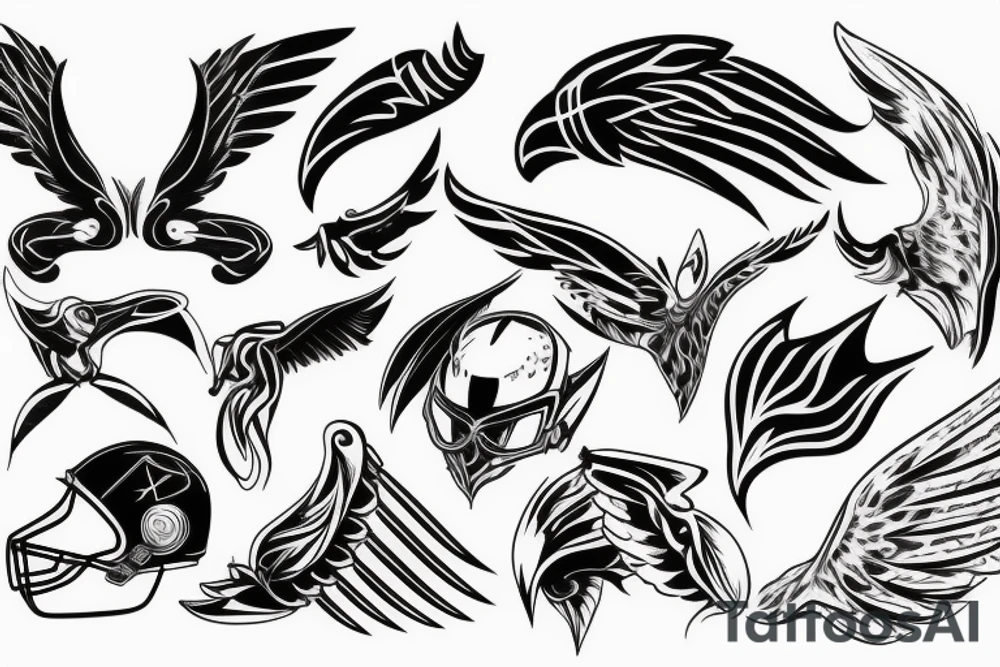 helmet with wing tattoo idea