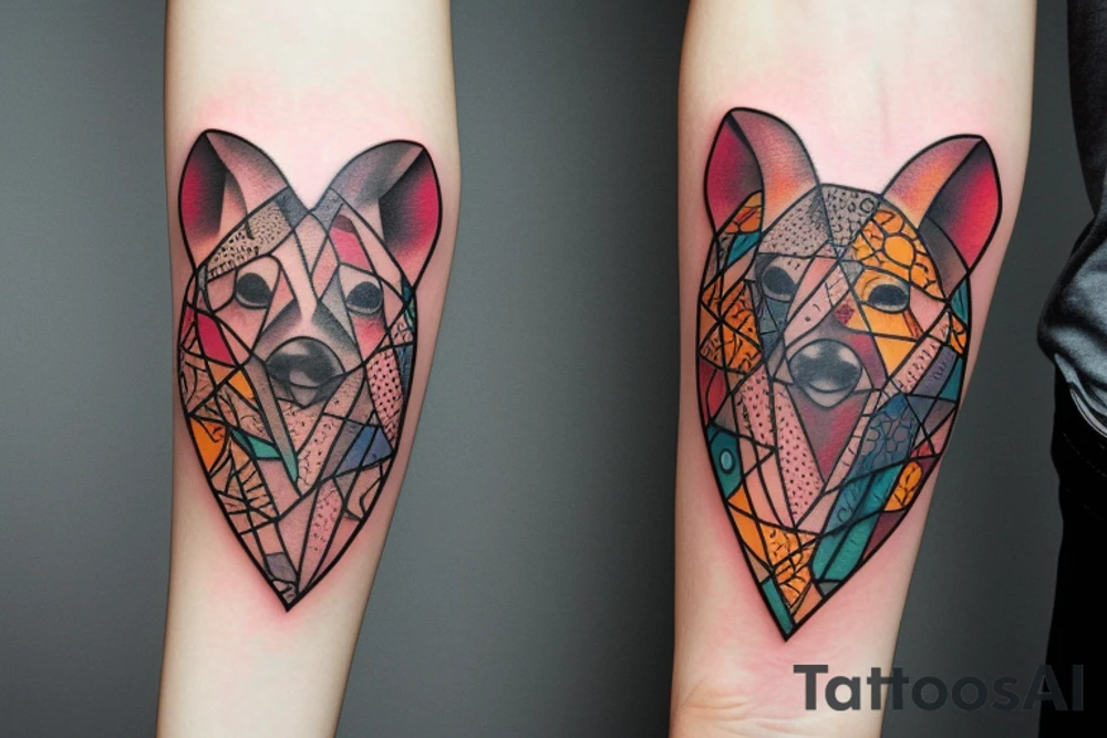 Glass heart surrounded by animals tattoo idea