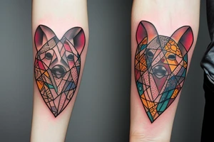 Glass heart surrounded by animals tattoo idea