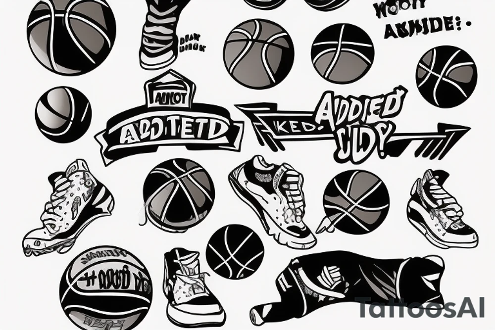 The word addict on a basketball tattoo idea