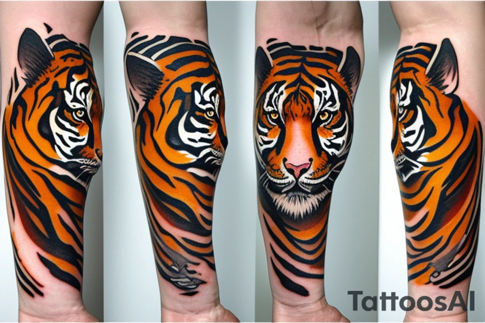 A bengal tiger on forearm tattoo idea