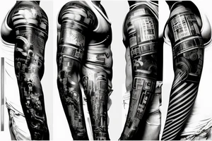 Cyberpunk arm sleeve for black men tattoo idea