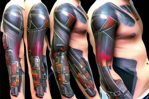 Cyberpunk arm sleeve for black men tattoo idea