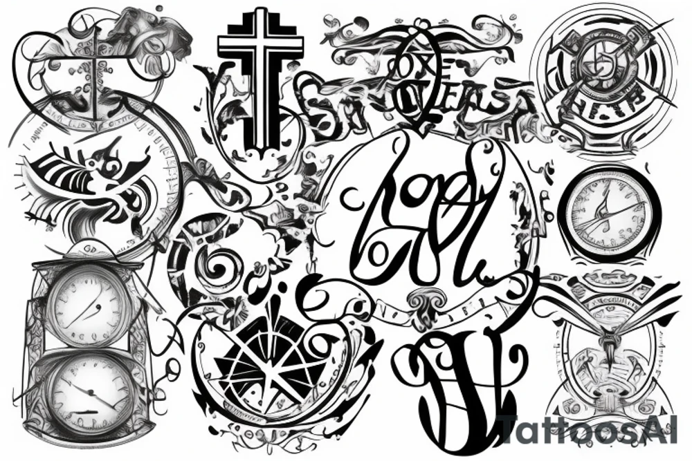 Cross word longitude and latitude tattoo idea