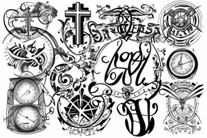 Cross word longitude and latitude tattoo idea