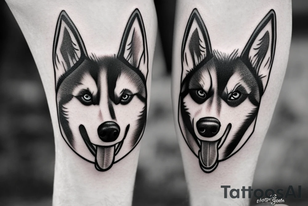 Vegan husky plays soccer tattoo idea
