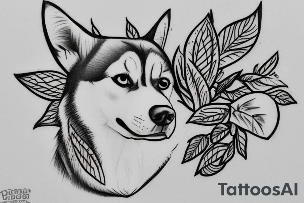 Vegan husky tattoo idea