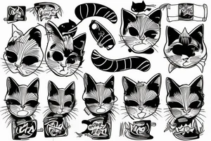 Black cat sad skateboard tattoo idea