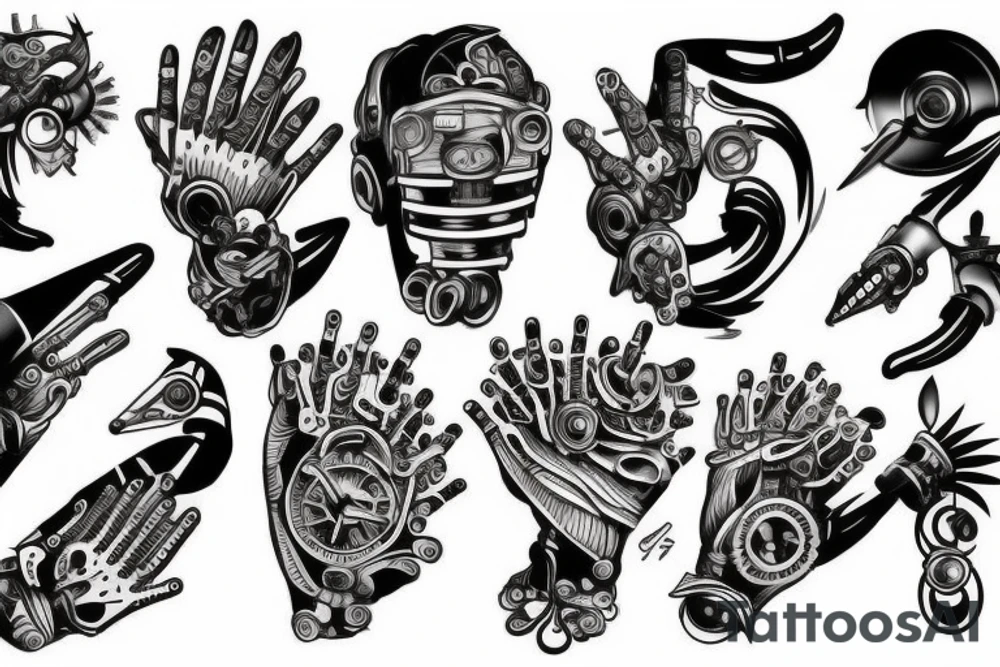 mechanical arm tattoo idea