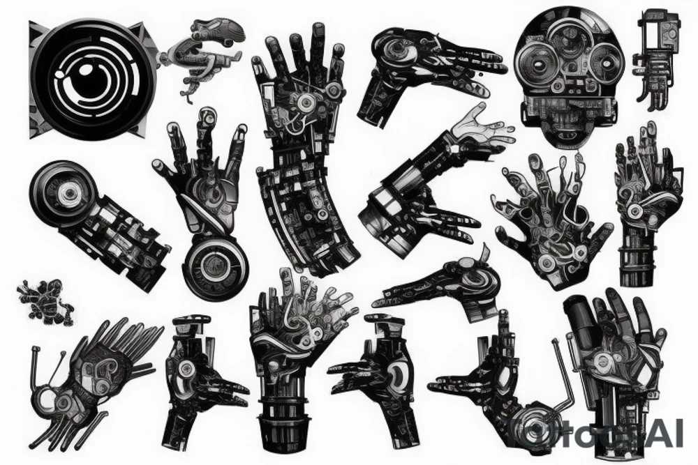 cyberpunk 
mechanical arm tattoo idea