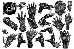 cyberpunk 
mechanical arm tattoo idea