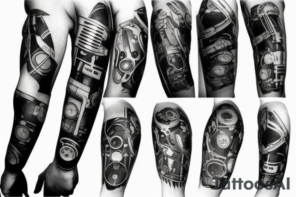 cyberpunk 
mechanical arm tattoo idea