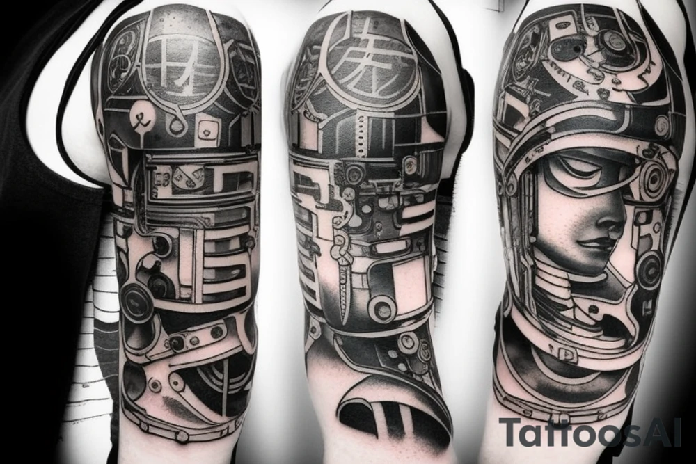 cyberpunk 
mechanical arm tattoo idea