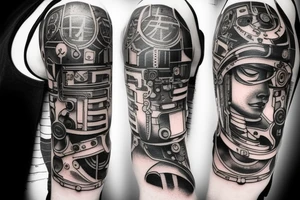 cyberpunk 
mechanical arm tattoo idea