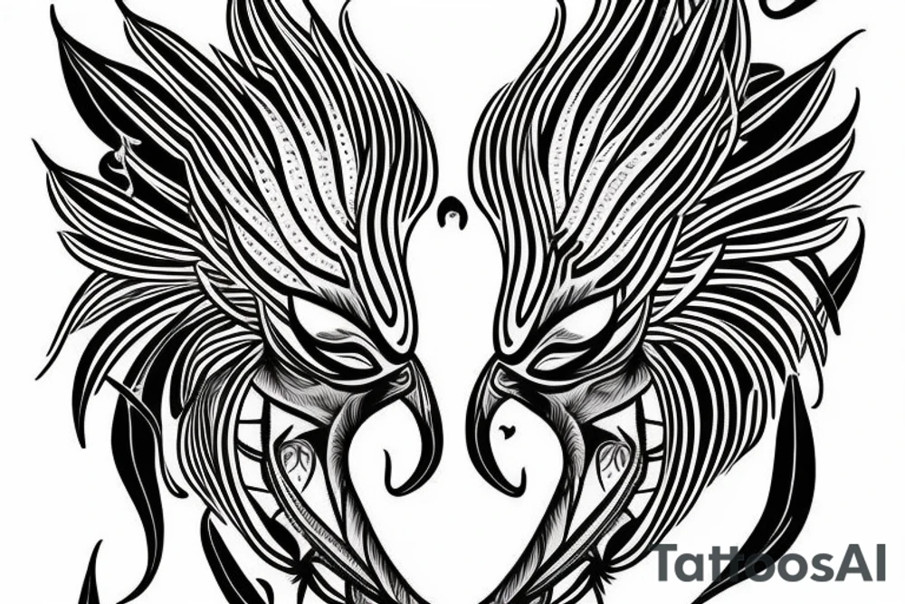 black Vishuddha, 6 feathers, infinitum, 33, Bm Fm Em tattoo idea