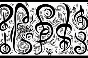 black Vishuddha infinitum, 33, music chords tattoo idea